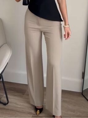 H&M beige high waisted Wide-Leg Pants